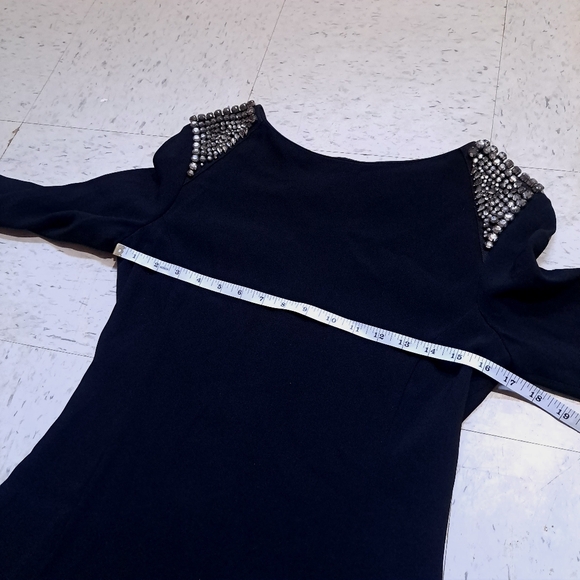 Zara | Black jewelled statement shoulder dress - Picture 10 of 10
